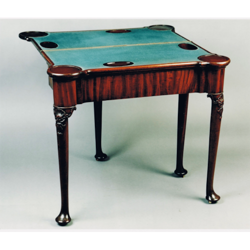 ANTIQUE ENGLISH 18TH CENTURY GEORGE II MAHOGANY TWO TIER CARD TABLE